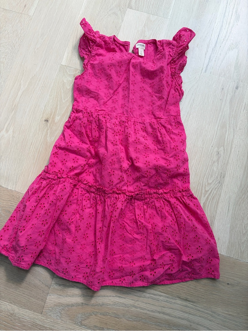 Crewcuts Hot Pink Eyelet Ruffle Tiered Dress